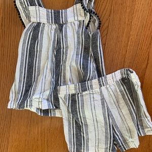 EUC CARTER’s linen shirt outfit Black & white 12m